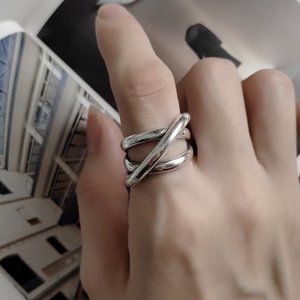 *NEW 925 Sterling Silver Cross Adjustable Ring